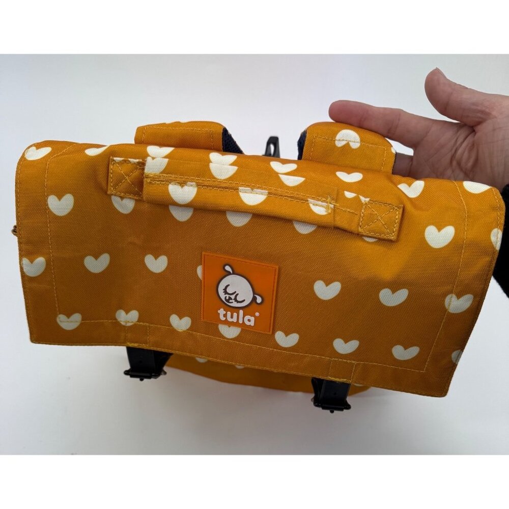 Tula Kids Backpack With Heart Print - Mustard Yellow & White - Dual Buckle Close - Picture 3 of 14